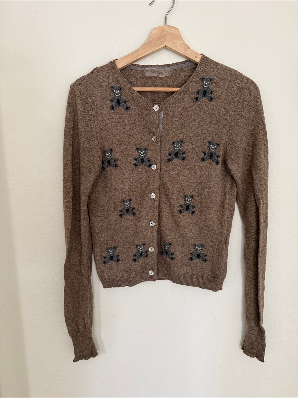 Taupe Teddy Bear Cardigan Sweater
